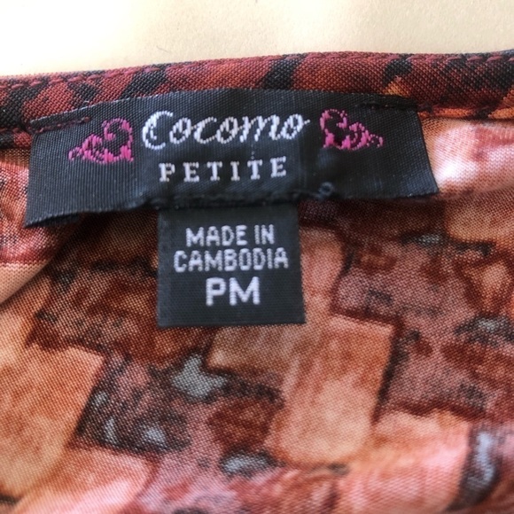 Cocomo Brown And Rust Checkered Blouse, Petite Medium - Picture 9 of 11